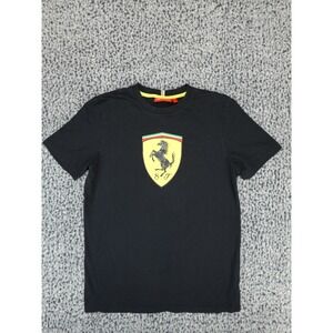 Scuderia Ferrari Mens Black Graphic T-Shirt Short Sleeve Crew Neck Size M Logo